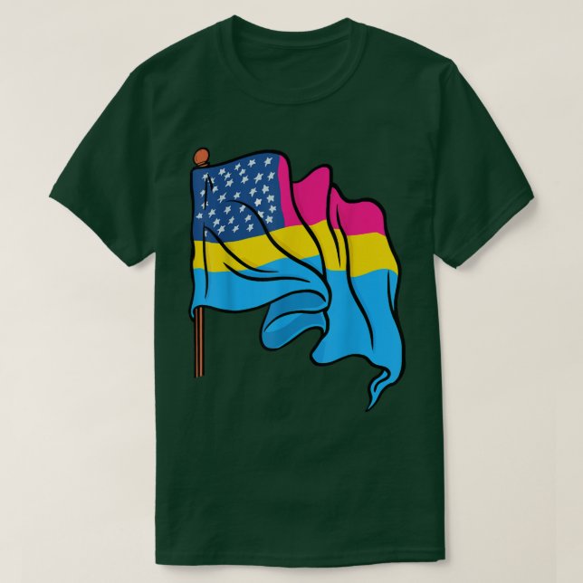 Pan-Pridet, månad US Flagga Panseual Flagga Queer  T Shirt (Design framsida)