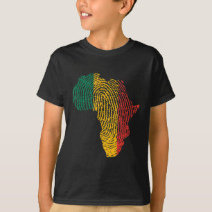 Panafrikansk Flagga Fingerprint Black History Måna T Shirt