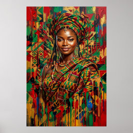 Panafrikansk Kente Drottning Geometrisk Impasto Ko Poster