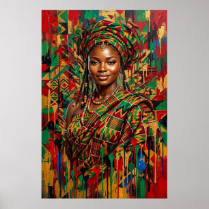 Panafrikansk Kente Drottning Geometrisk Impasto Ko Poster