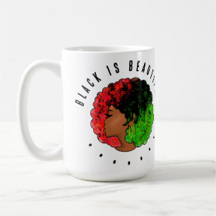 Panafrikansk svart flicka kvinna röd grön stolthet kaffemugg