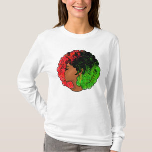 Panafrikansk svart flicka kvinna röd grön stolthet t shirt