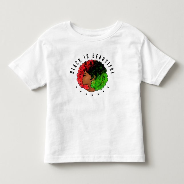 Panafrikansk svart flicka kvinna röd grön stolthet t shirt (Framsida)