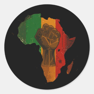 Panafrikansk Upprepad Knuten Näve & Afrikas Kontur Runt Klistermärke