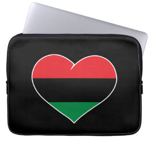 Panafrikanska flaggan hjärta Afroamerikansk Svart Laptop Fodral