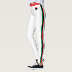 Panafrikanska mode & Unia-symbolen Flagga/vit Leggings