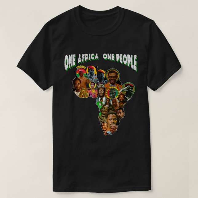 Panafrikanska revolutionära ledare Afrika karta T Shirt (Design framsida)