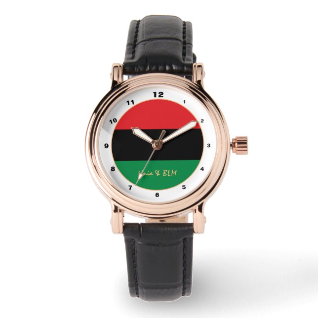 Panafrikanska, Unia Flagga Symbol trendig mode Armbandsur (Framsida)