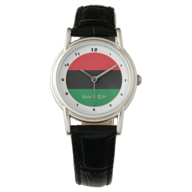 Panafrikanska, Unia Flagga Symbol trendig mode Armbandsur (Framsida)