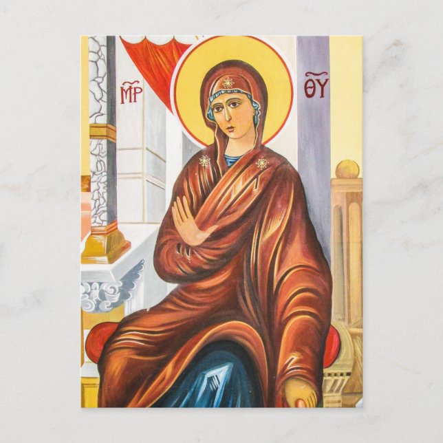 Panagia Theotokos ortodox kristen ikon Vykort (Framsida)