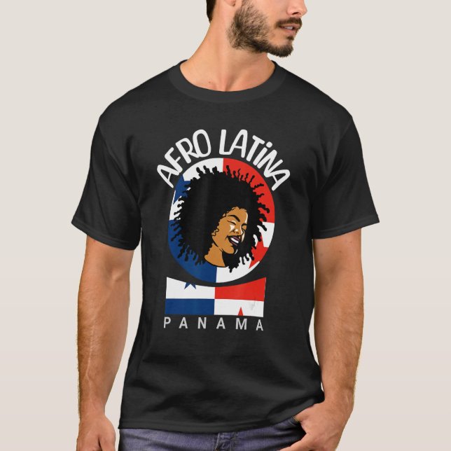 Panama Afro Latina - Panamaniska Flagga, Black och T Shirt (Framsida)