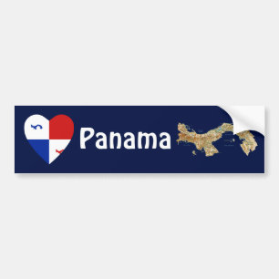 Panama Banner Heart + Karta Bumper Sticker Bildekal