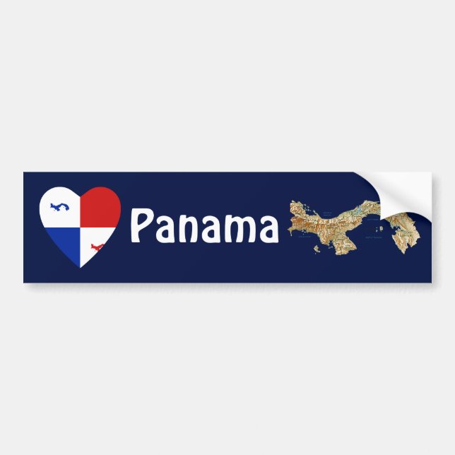Panama Banner Heart + Karta Bumper Sticker Bildekal (Framsidan)