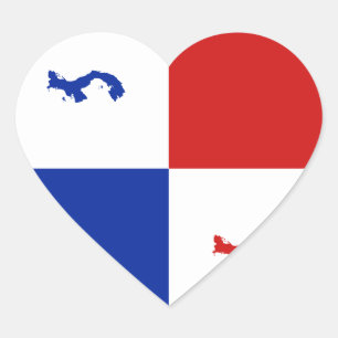 Panama Banner Heart Sticker Hjärtformat Klistermärke