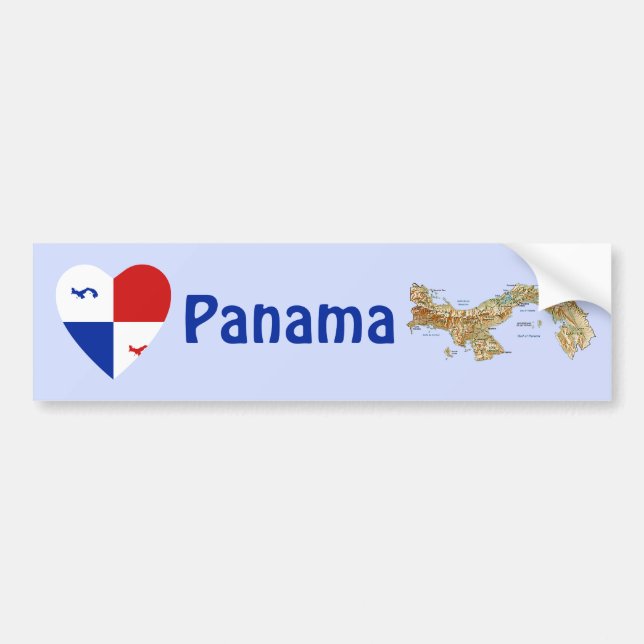 Panama Banner Hjärtformad + Kart Dekal (Framsidan)