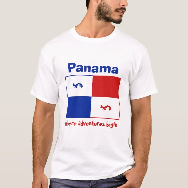 Panama Banner + Karta + Text T-Shirt (Framsida)
