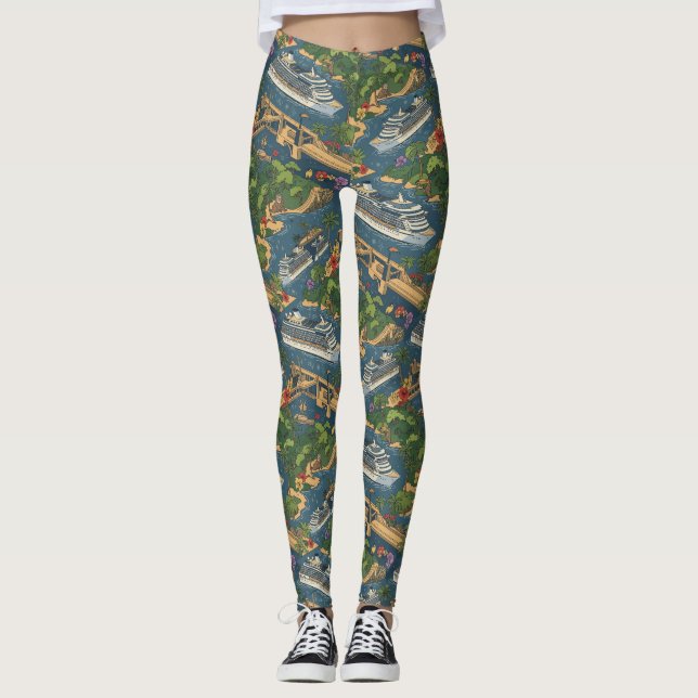 Panama Canal Cruise Tropical Passage Design Leggings (Framsida)