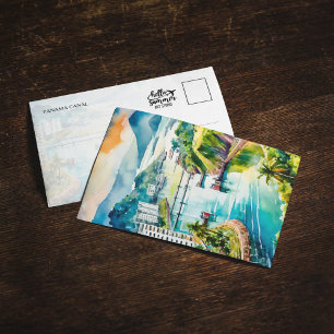 Panama Canal Watercolor Postcard Inbjudningar