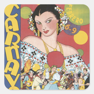 Panama Carnaval 1937 Fyrkantigt Klistermärke