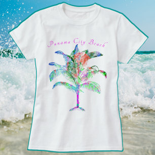 Panama City Beach Florida Colorful Bright Handflat T Shirt