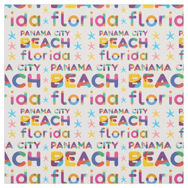 Panama City Beach, Florida. Färglös text Mönster Tyg (Provkarta)