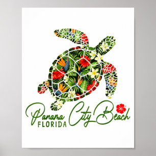 Panama City Beach Florida Havssköldpadda Tropisk H Poster