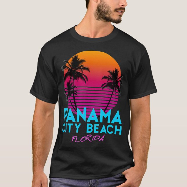 Panama City Beach Florida Retro 80s T Shirt (Framsida)