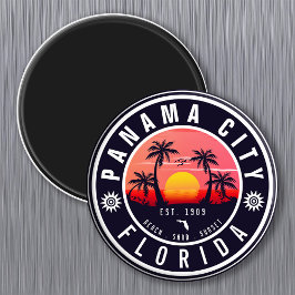 Panama City Beach Florida Retro Sunset Handflatan  Magnet