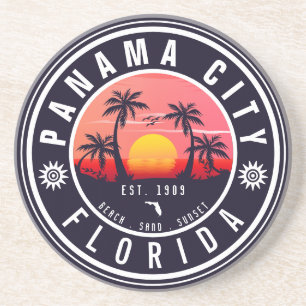 Panama City Beach Florida Retro Sunset Handflatan Underlägg