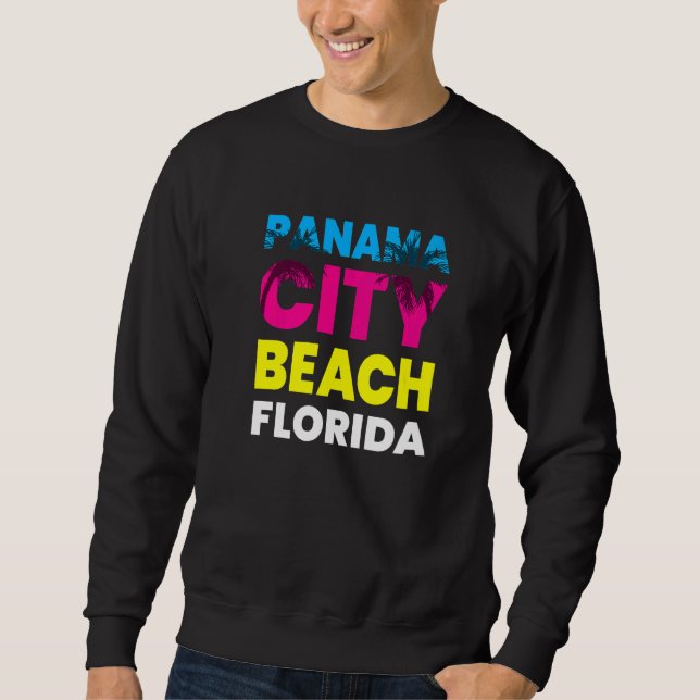 Panama City Beach Florida Semesterpresent Souverni Lång Ärmad Tröja (Framsida)