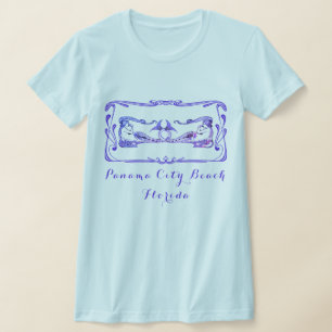 Panama City Beach Florida Söt Art Deco Sjöjungfrua T Shirt