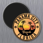 Panama City Beach Florida Souvenir Vintage resor Magnet<br><div class="desc">Panama City Florida Design. Solnedgång med din favoritstrand och ditt favorithav i Florida,  lämpligt för USA strand älskare,  särskilt kärlek Panama City Beach.</div>