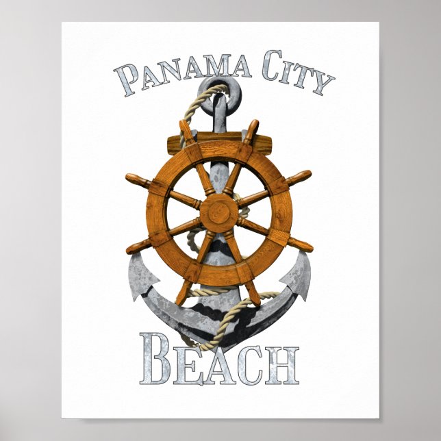 Panama City Beach Florida Vacation Nautical Anchor Poster (Framsidan)