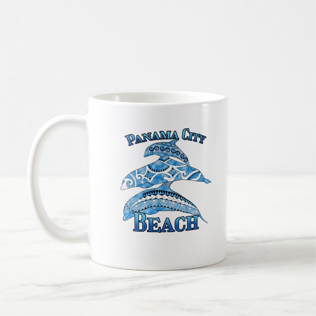 Panama City Beach Florida Vacation Tribal Dolphins Kaffemugg (Vänster)