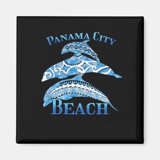 Panama City Beach Florida Vacation Tribal Dolphins Magnet (Framsidan)