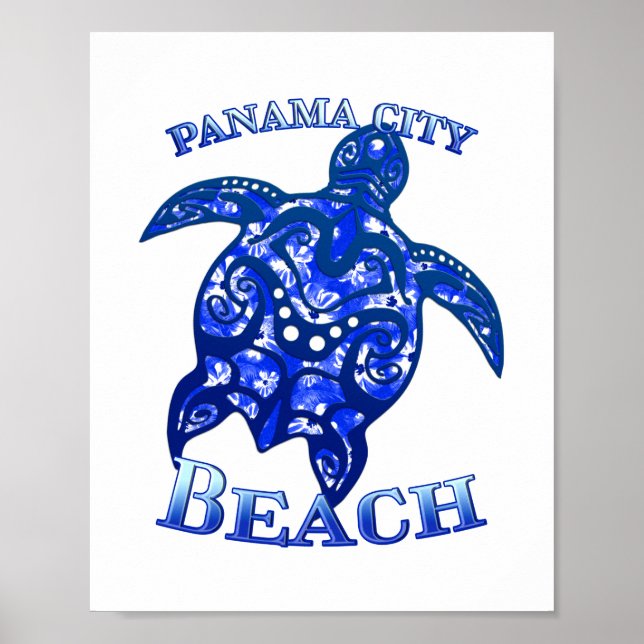 Panama City Beach Florida Vacation Tribal Turtle Poster (Framsidan)
