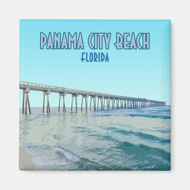 Panama City Beach Florida Vintage Magnet (Framsidan)