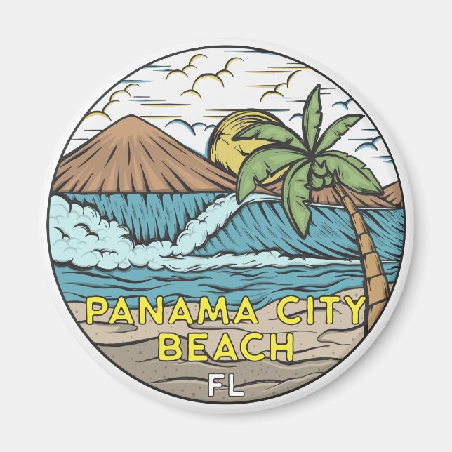 Panama City Beach Florida Vintage Magnet (Framsidan)