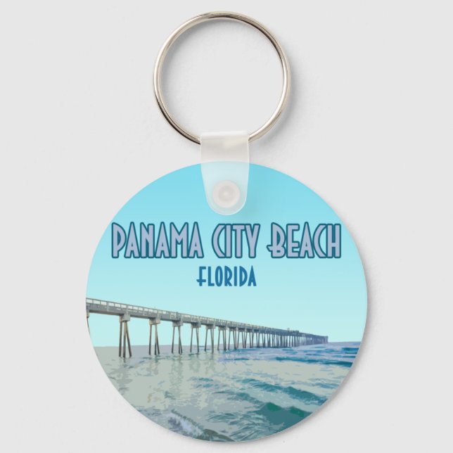 Panama City Beach Florida Vintage Nyckelring (Framsida)