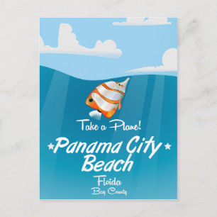 Panama City Beach Florida vintage resor poster. Vykort