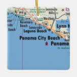 Panama City Beach Karta Julgransprydnad Keramik<br><div class="desc">Panama City Beach Florida-julprydnad gjord med vintage karta.</div>