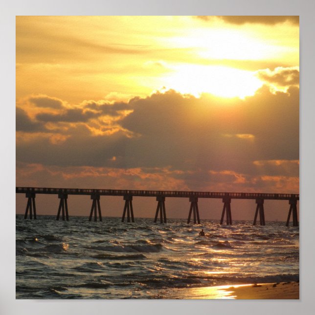 Panama City Beach Pier Sunset Poster (Framsidan)