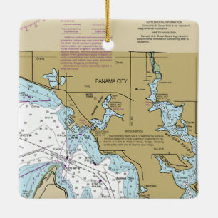 Panama City FL Nautiskt diagram Julgransprydnad Keramik