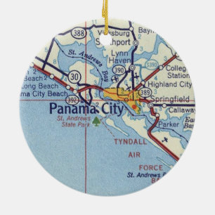 Panama City Fl Vintage Karta Julgransprydnad Keramik