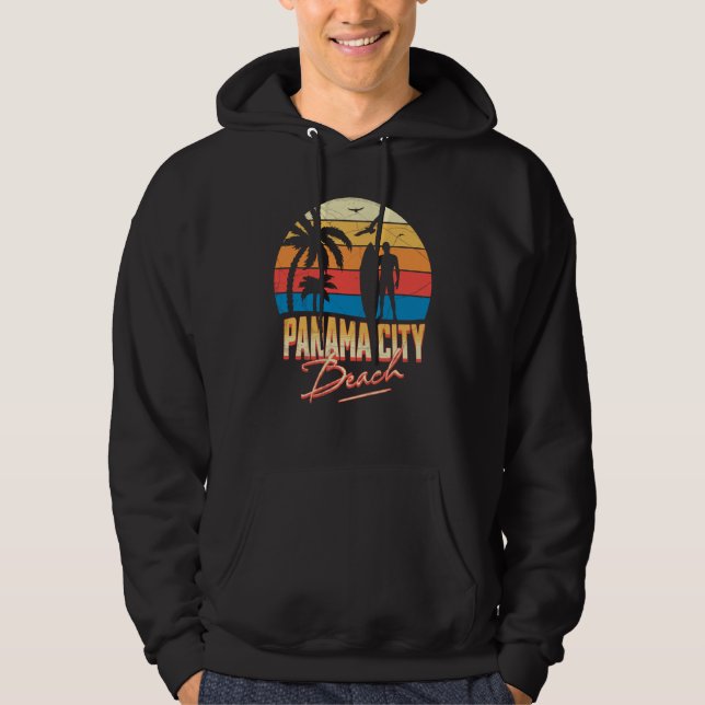 Panama City Florida Beach Surfing Surfer Ocean Sum Hoodie (Framsida)
