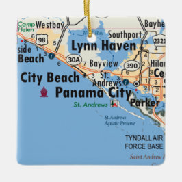 Panama City Florida Karta Julgransprydnad Keramik