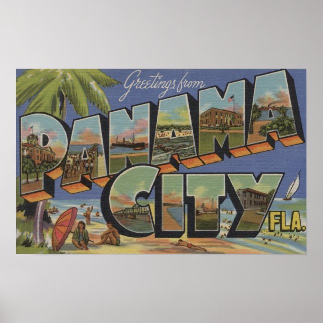 Panama City, Florida - Large Brev Scenes Poster (Framsidan)