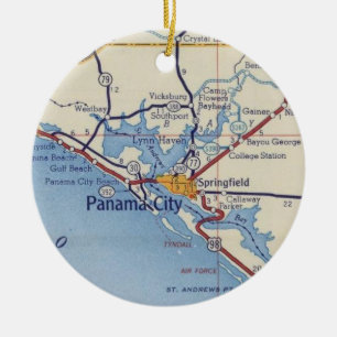 Panama City Florida Ornament med Vintage Karta