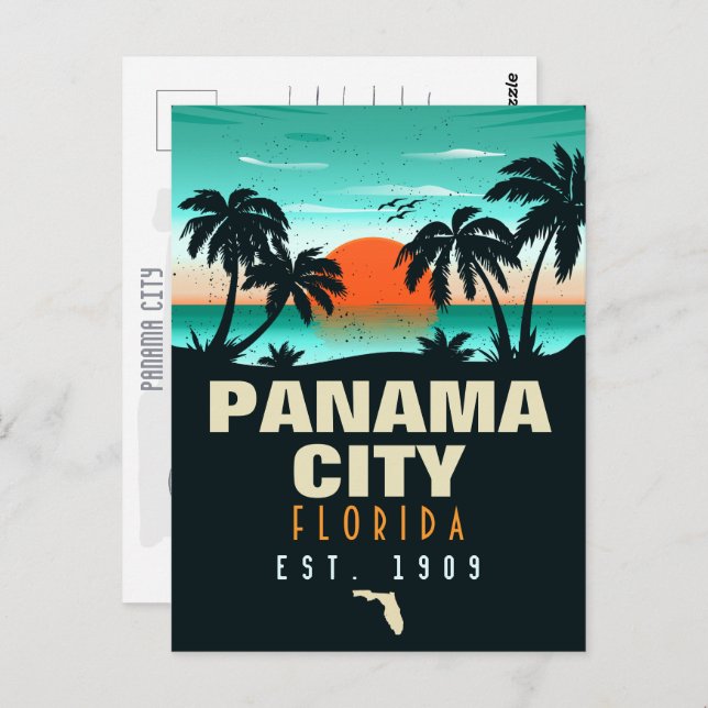 Panama City Florida Retro Sunset Souvenirs 60 Vykort (Fram/baksida)