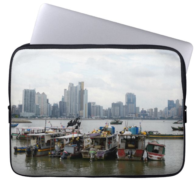 Panama City horisont med fiskebåtar Laptop Sleeve (Framsidan)